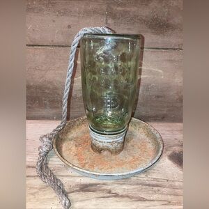 Vintage Glass Jar Bird-feeder with Metal Base